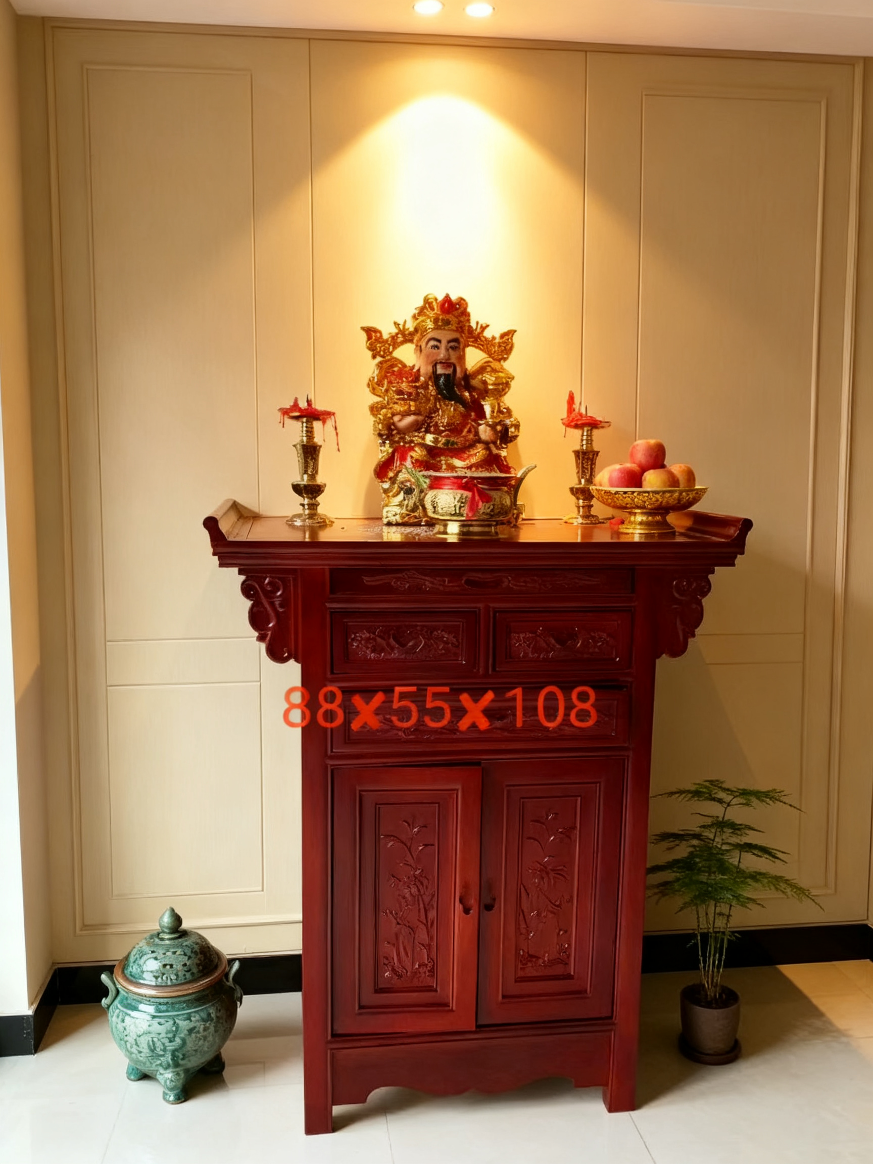 New Chinese-Style Altar, Solid Wood Household Incense Table, Buddha Table, God of Wealth Guan Gong Offering Table, Worship Table, Standing Cabinet