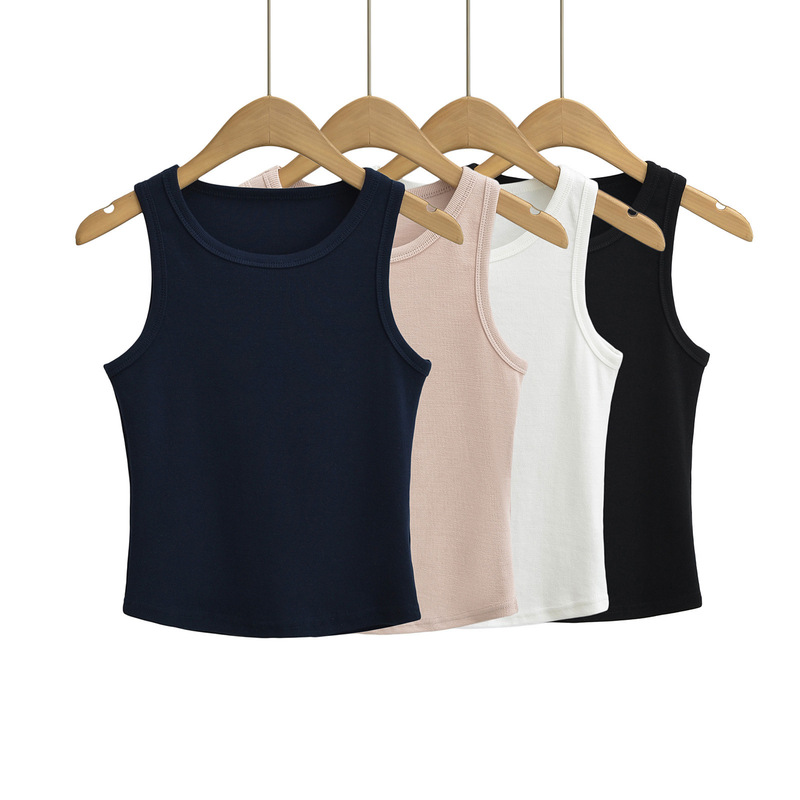 24 Summer New Female American Style Hot Girl Sweet Hot Girl Solid Color Elastic Slim Short Top Casual Tank Vest 24 Summer New Female American Style Hot Girl Sweet Hot Girl Solid Color Elastic Slim Short Top Casual Tank Vest