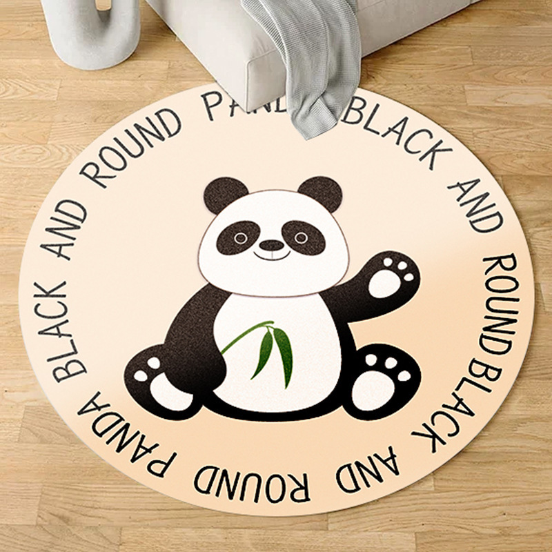 Cartoon Round Rugs Imitating Cashmere Thick Foot Mat Living Room Study Office Chair Mat Children's Room Bedroom Bedside Runner