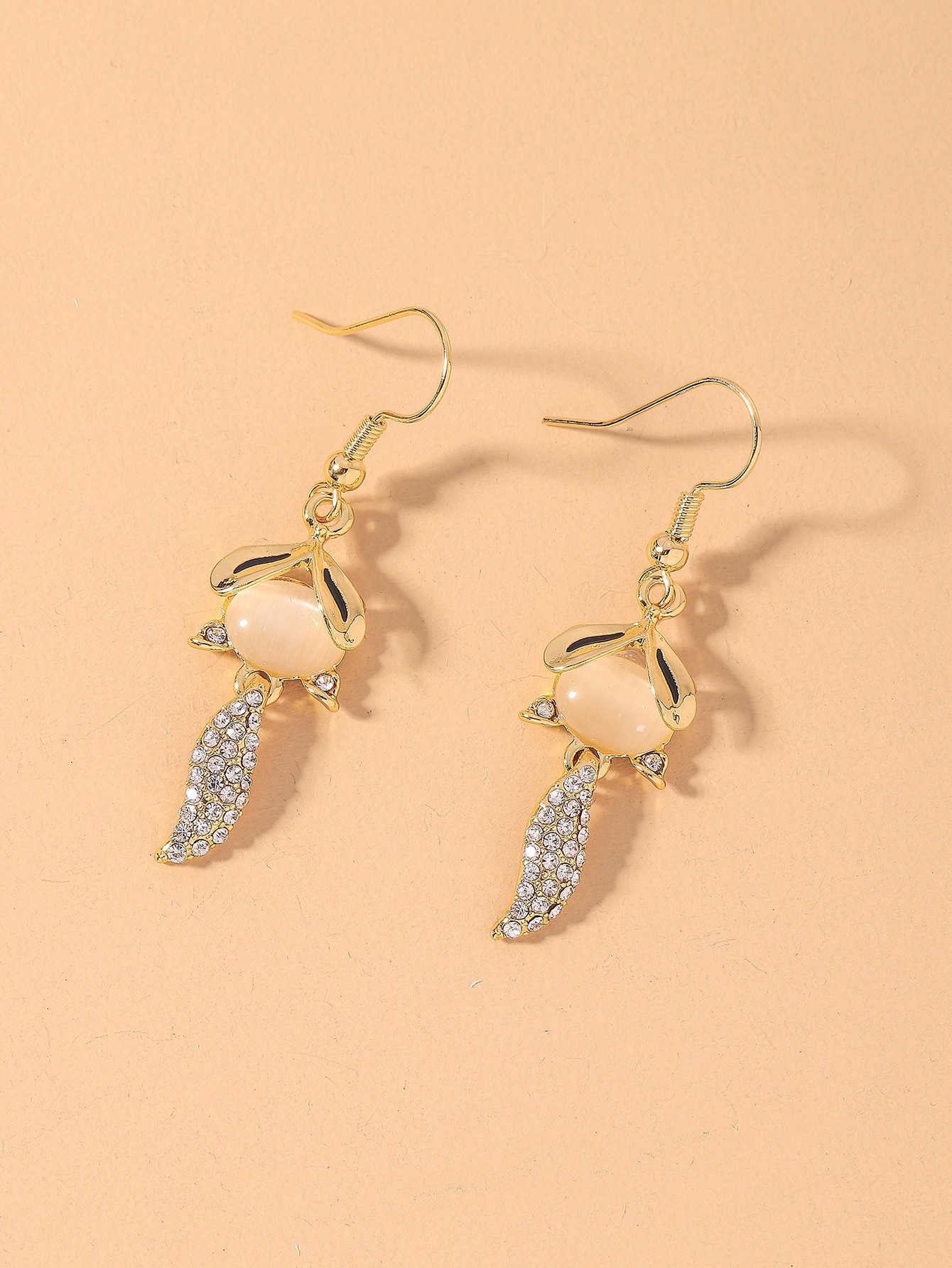 Cute Little Fox Diamond Opal Earrings display picture 4