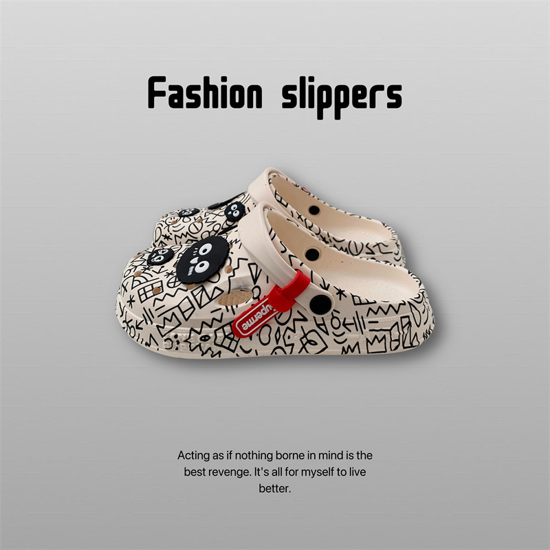 Sandalias de las mujeres de verano al aire libre desgaste hogar de suela gruesa antideslizante slip-on Hole zapatos en línea celebridad ins pareja zapatillas de playa hombres