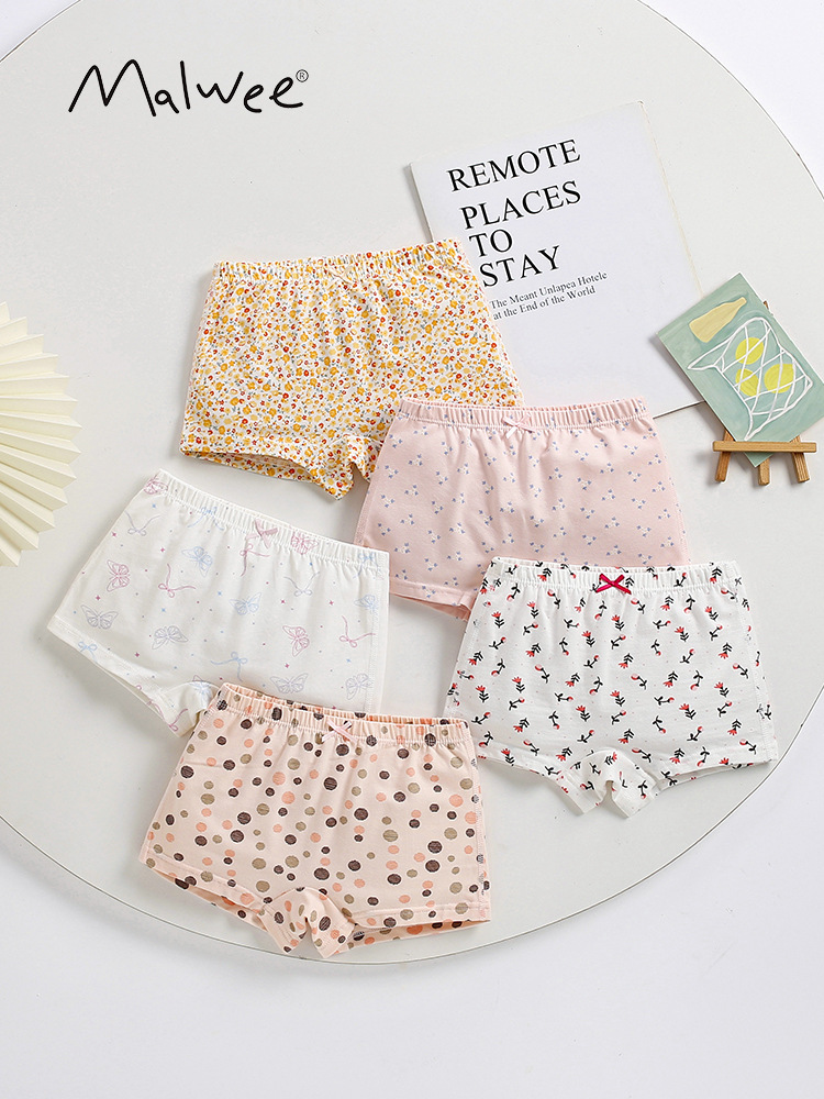 Malwee transfronterizo ropa interior de niñas nuevo estilo europeo y americano cómodo transpirable A clase de niños grandes cómodos shorts cinco paquetes
