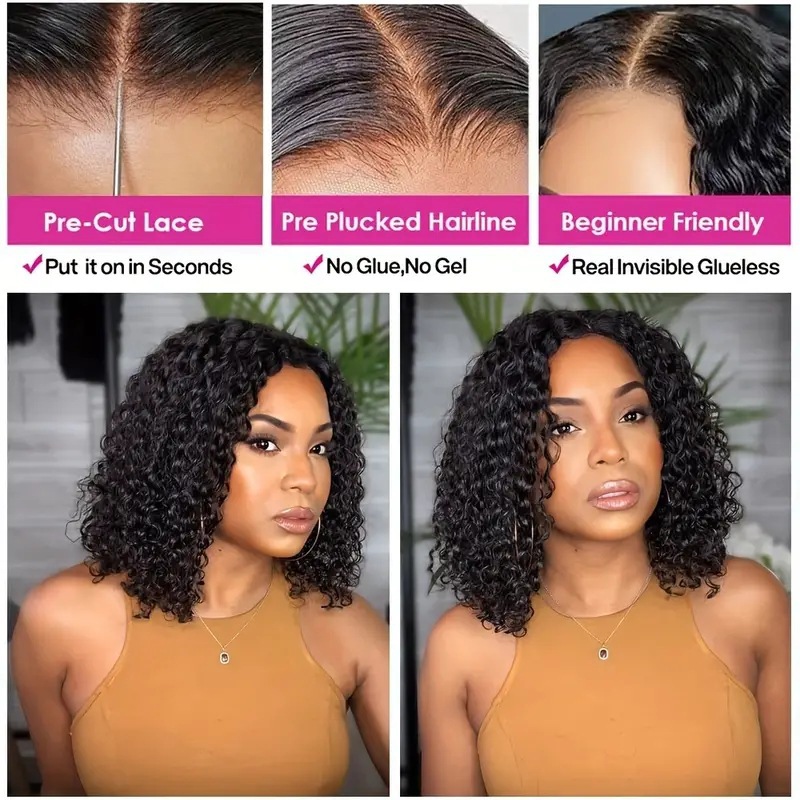 Amazon transfronterizo de encaje pequeño cabello rizado nuevo cabello rizado corto para mujeres esponjoso estilo natural cabello completo
