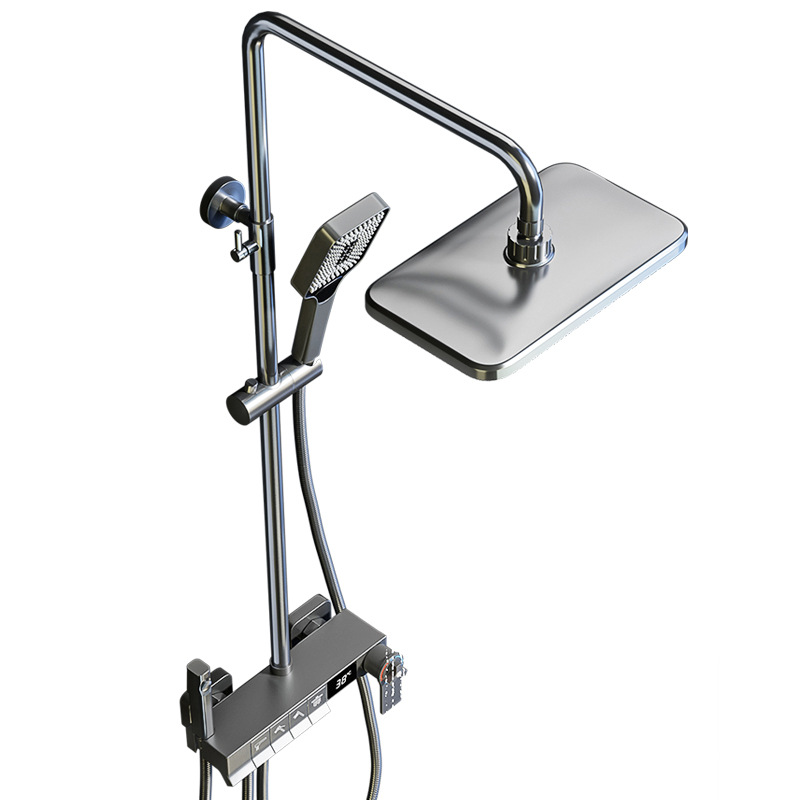 Pistola de baño gris ducha cabeza traje cobre ducha cabeza baño lluvia hogar temperatura constante boquilla de refuerzo