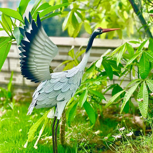 Simulated Iron Egret Ornaments Outdoor Water Pond Park Forest Landscape Animal Bird Crane Iron Courtyard Decorations