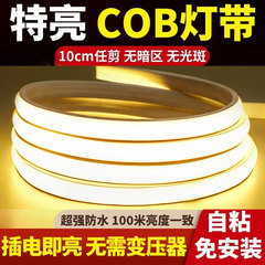 COB ライトストリップ LED ストリップ自己粘着超高輝度リニアライトスロットリビングルームの天井 220v 防水シリコーン FCOB ソフトライトストリップ