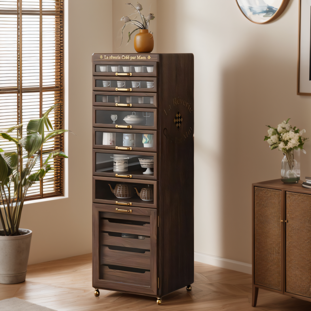 Ll Instant Product "Langya Cabinet" 5O Adult Dental Cabinet Tea Cabinet Tea Set Cabinet North American Black Walnut Antique Cabinet