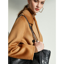 欧品荟小个子水波纹羊绒大衣女士2025秋冬新款双面尼毛呢外套批发