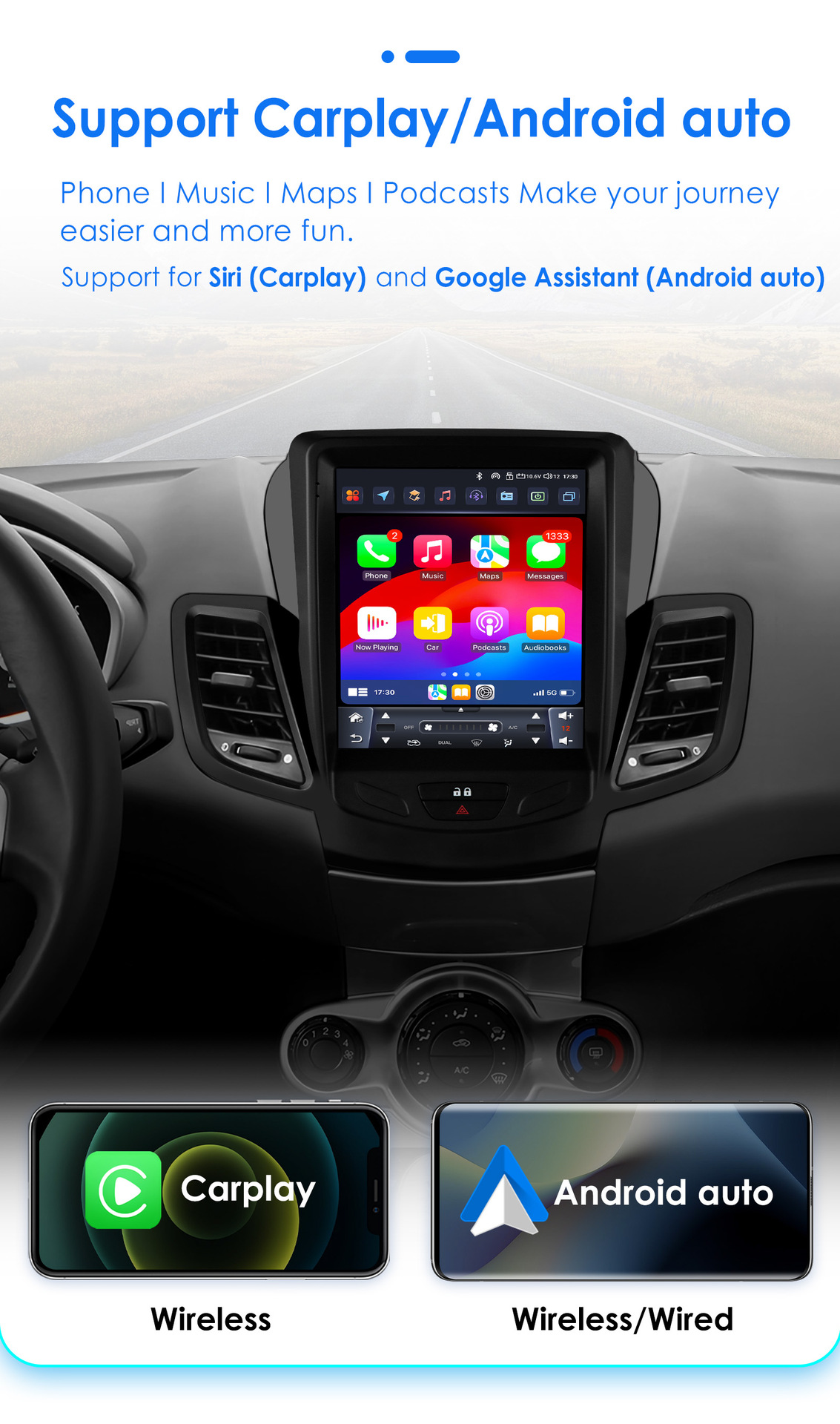 Central Control Navigation Is Suitable for Ford Fiesta 09-16 Models with Vertical Screen Bluetooth Player Multimedia Navigation System