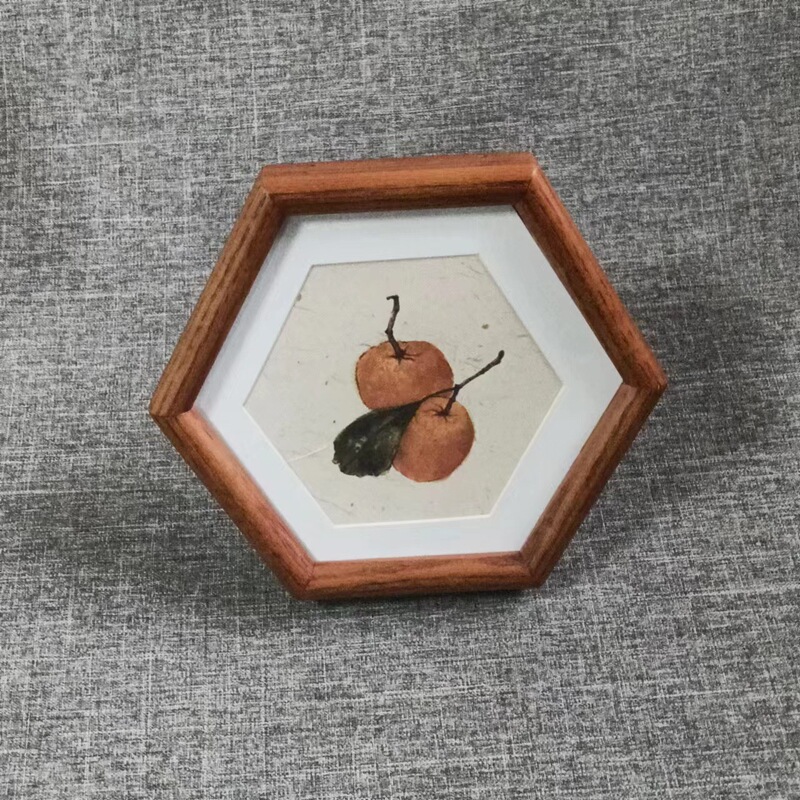 Casual Wooden Photo Frame Marbles Hexagonal Retro Series Decorative Painting Mounted Creative Hexagonal Photo Frame Manufacturer