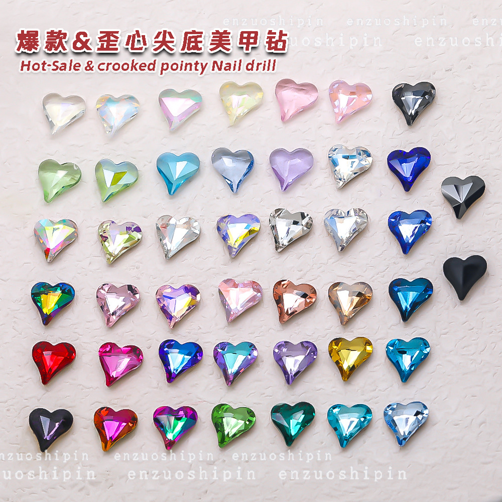 12 × 13 crooked nail crystal crooked peach heart tip diamond jewelry