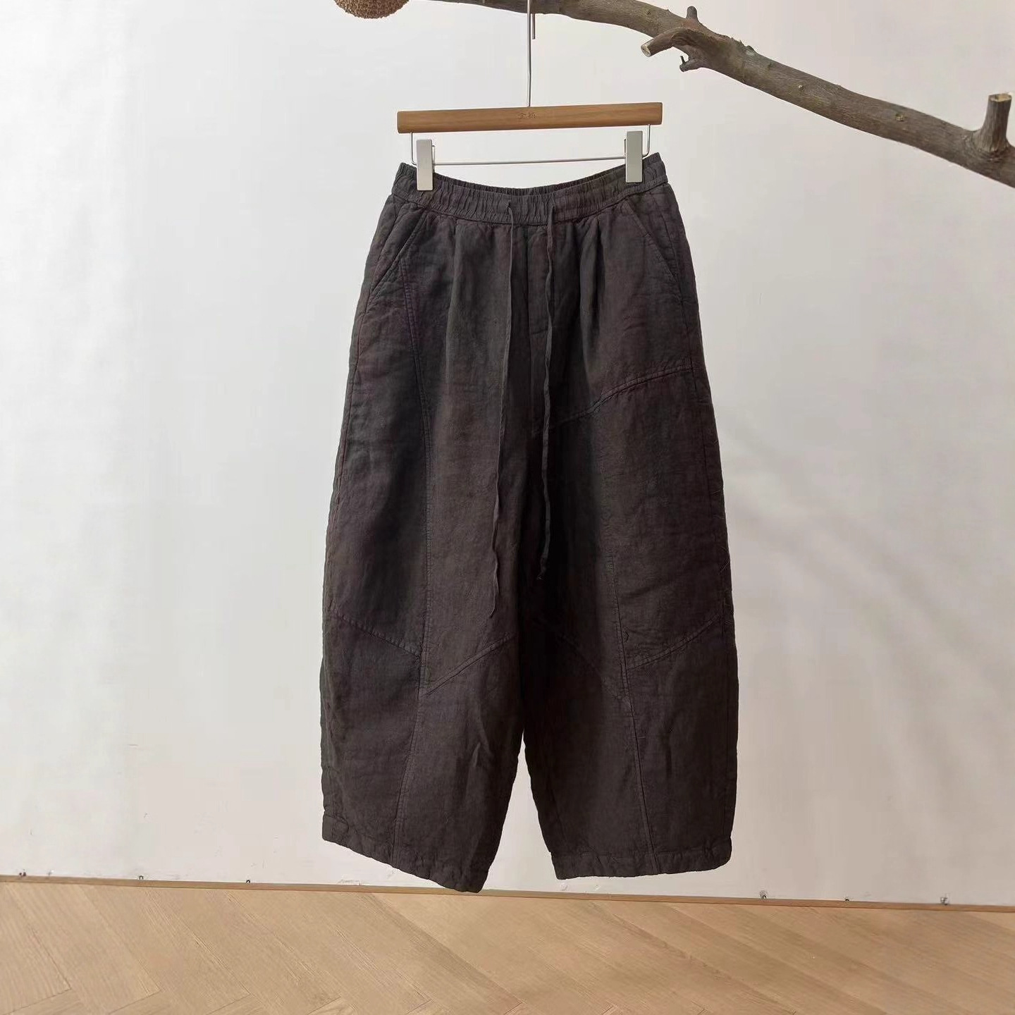 高端亚麻棉裤女冬款文艺复古宽松显瘦百搭休闲减龄阔腿哈伦裤女