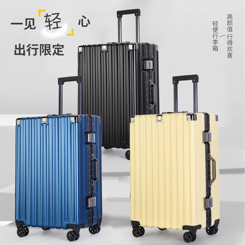Alloy Aluminum Frame Suitcase, Large Capacity Travel Suitcase for Men and Women, Hook, Universal Wheels, Password Lock Carry-On Suitcase, Business Trolley Suitcase Alloy Aluminum Frame Suitcase, Large Capacity Travel Suitcase for Men and Women, Hook, Universal Wheels, Password Lock Carry-On Suitcase, Business Trolley Suitcase