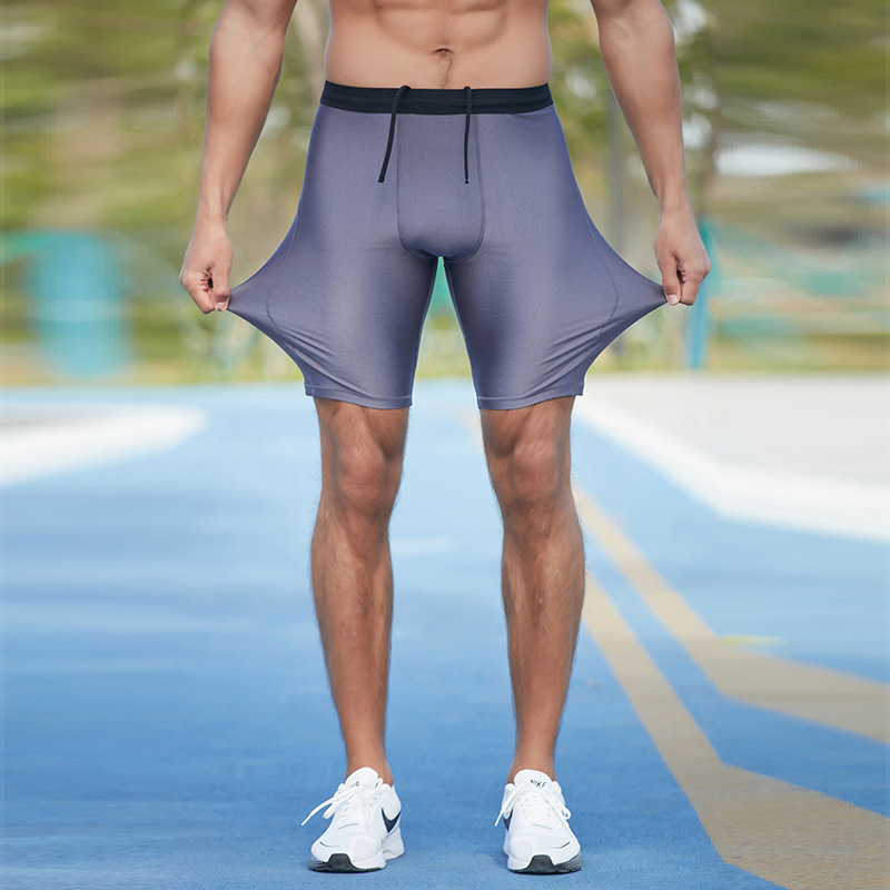 Cross-border fitness five-point slim-fit men's summer outdoor marathon track and field five-point shorts men's high elasticity compression shorts
