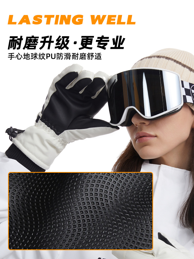 Guantes cálidos para parejas de ciclismo de invierno, guantes de esquí cómodos antideslizantes a prueba de viento y anti-derramamiento con camelón interior para hombres y mujeres