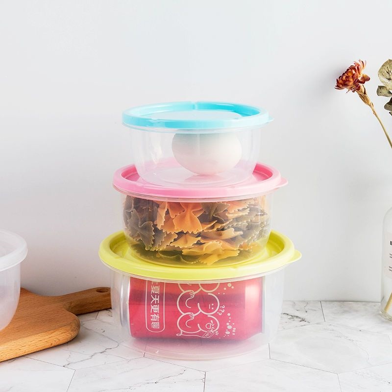 Round plastic food storage container, transparent refrigerator food storage box, sealed PP, microwaveable and heat-resistant