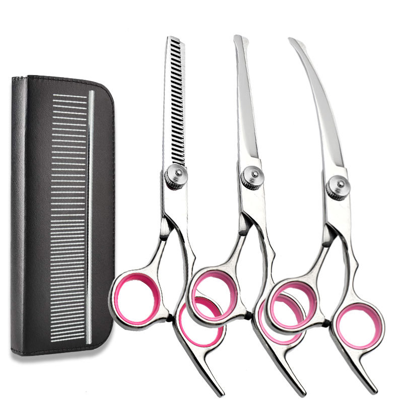 Ventas directas de fábrica de tijeras para mascotas de acero inoxidable, perros y gatos profesionales, tijeras de corte de pelo de cuerpo entero, juego de tijeras para mascotas para el hogar