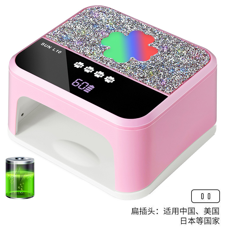 Comercio exterior lámpara de manicura de diamantes almacenamiento de energía LED luz de fototerapia de inducción inteligente goma de manicura tienda de manicura recargable lámpara de manicura