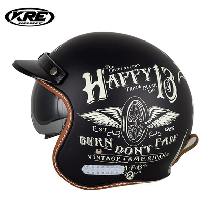 New motorcycle electric car helmet men and women summer helmet 3/4 retro motorcycle safety helmet 3C standard (Motosiklet kaskı (dəbilqə)) - happy13-s