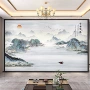 山水百川客厅3d立体壁布