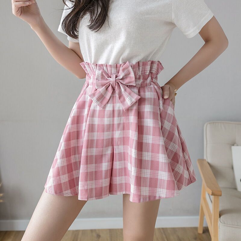 Girls' shorts, summer, bow-tie, casual, versatile, thin, wide-leg, athletic shorts for medium and large children.