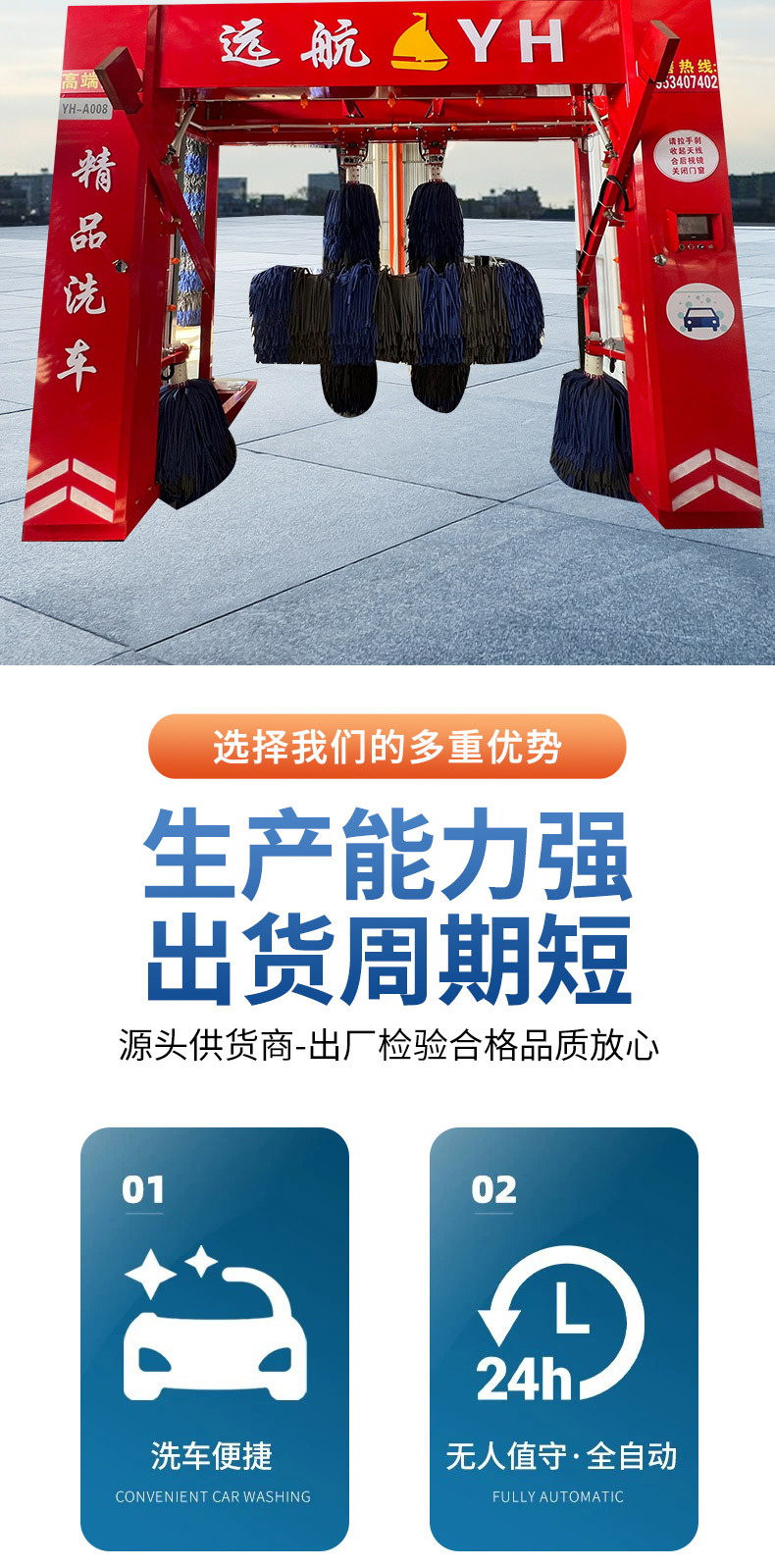 Portal-Type Fully Automatic Car Wash Machine, Commercial Car Wash Room Equipment, Contactless Intelligent Reciprocating Car Wash Machine