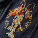 Джинсы, модные штаны, осенние, китайский стиль, с вышивкой, свободный прямой крой