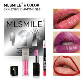 跨境3支装爆闪口红唇线笔唇釉混合套装 显白易上色唇部彩妆套装