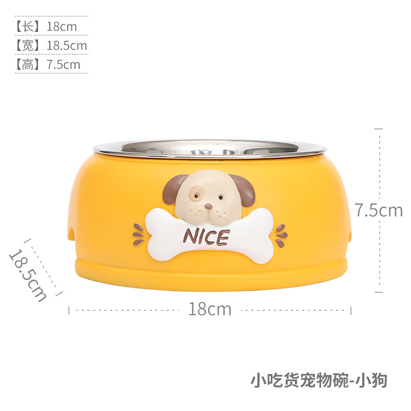 Creativo de dibujos animados de acero inoxidable para mascotas tazón de comida para gatos tazón para beber antidetonantes suministros para mascotas tazón de resina antideslizante tazón