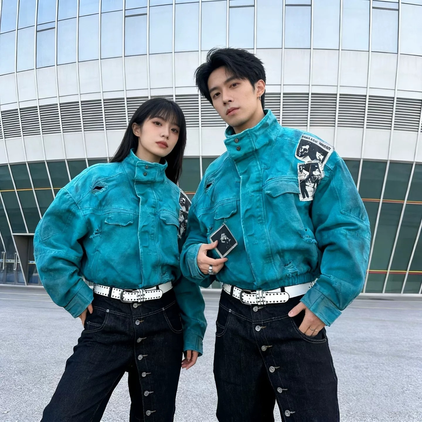 American retro style distressed work jacket for couples, Korean style loose and stylish coat, casual top.