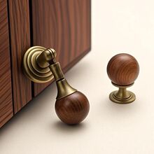 中古风法式银色胡桃木吊坠铜色拉手橱柜抽屉圆球复古古铜柜门把手