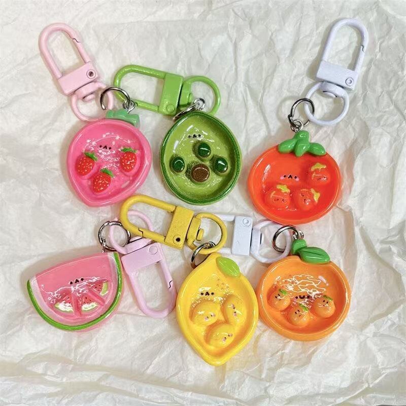 Cute Fruit Plate Keychain, Fun Realistic Food Toy, Bag Pendant, Girly Bag Accessory, Gift for Best Friend Cute Fruit Plate Keychain, Fun Realistic Food Toy, Bag Pendant, Girly Bag Accessory, Gift for Best Friend