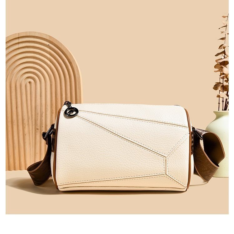 2024 otoño nuevo bolso de hombro europeo y americano retro cremallera bolso coreano de cuero suave de color sólido simple bolso de Boston