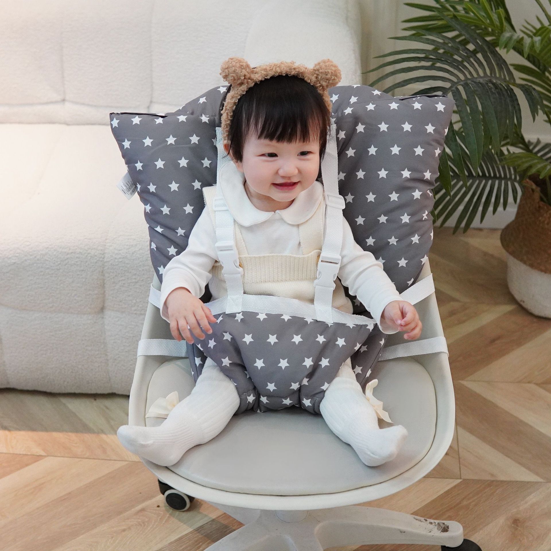 Transfronterizo Amazon explosión oso dinosaurio bordado silla de comedor respaldo fijo comedor para niños cinturón de fijación anti-caída