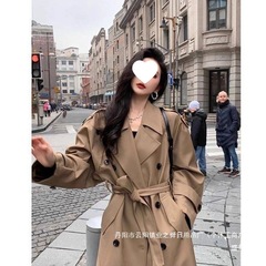 厂家直销英伦风长款高个子风衣外套女2025春秋季新款小个子大衣超