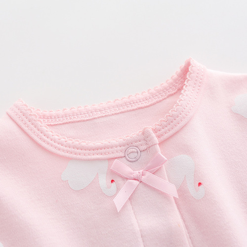Baby Bodysuit Spring and Summer Pure Cotton Long Sleeve Newborn Girl Baby Pajama Top Baby Summer Footed Crawling Suit