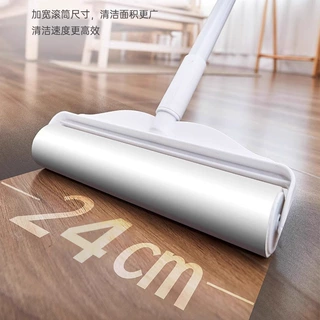 长柄粘毛器滚筒滚刷大号加长滚轮家用粘尘灰吸头发地板粘毛除尘刷