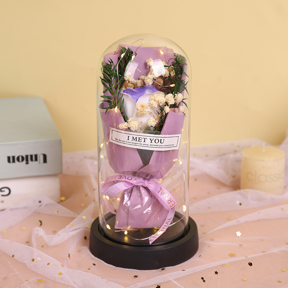 Fábrica al por mayor 520 regalos de día de San Valentín copa de vidrio eterno flores de jabón de rosas para enviar adornos exquisitos para amigos