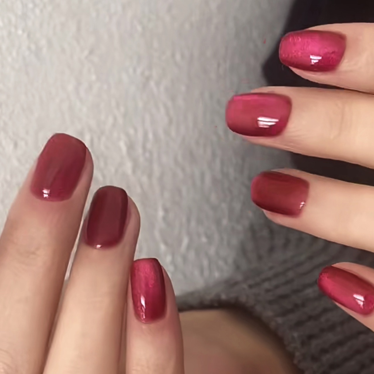 Desgaste de uñas ciruela color flash gato ojo gradiente francés desmontable falso clavo de uñas parche de uñas pieza de clavo impermeable