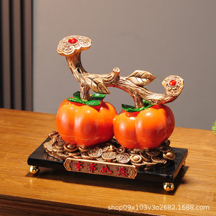Persimmon Ruyi Persimmon Ornaments Home Decoration New Chinese Style Housewarming Happy New House Wine Cabinet Entrance Living Room TV Cabinet