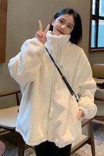 仿宽松加厚外穿大衣立领秋冬2025洋气皮草外套女羊羔绒新款毛兔毛