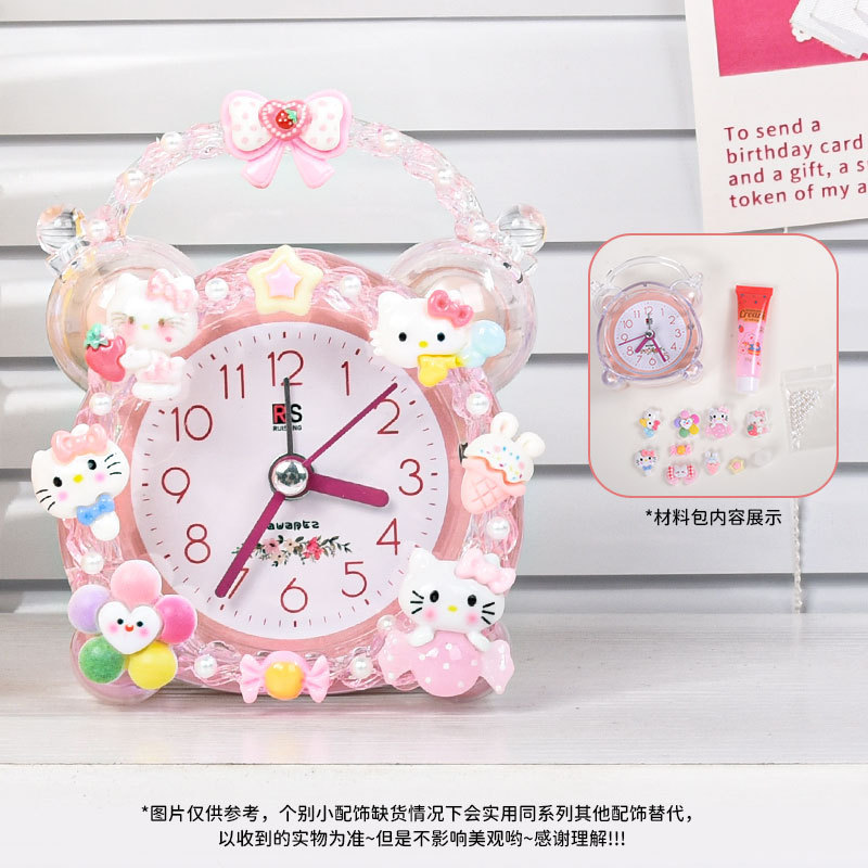 子供の自作水晶目覚まし時計手作りDIY材料バッグクリームゴムins風学生かわいい時計アイデア置物|undefined