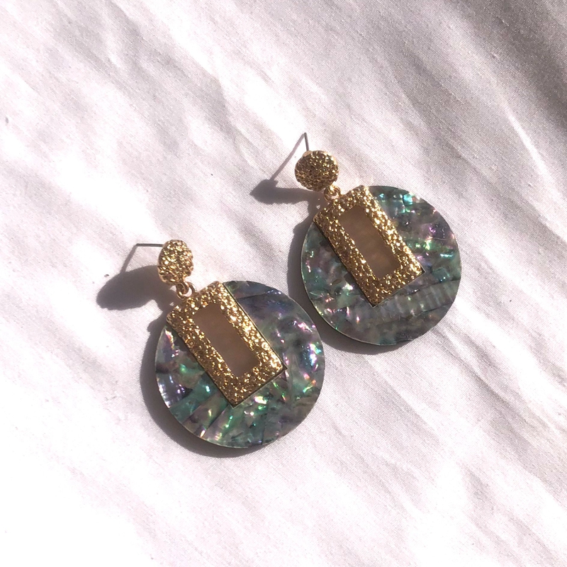 青岛外贸饰品欧美原单质感新款鲍鱼贝异形个性夸张耳钉