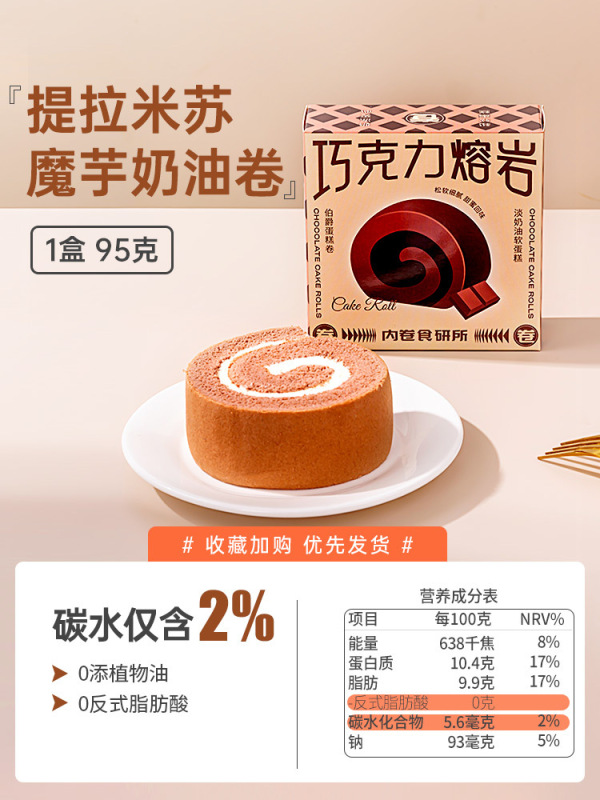 こんにゃくケーキサンドイッチ スイスロール 低朝食 ショ糖ゼロ 食事代替品 脂肪分ゼロ 健康的な満腹感スナック|undefined