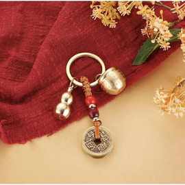 老师推荐2025新款黄铜百福缸钥匙扣招财十二生肖葫芦挂