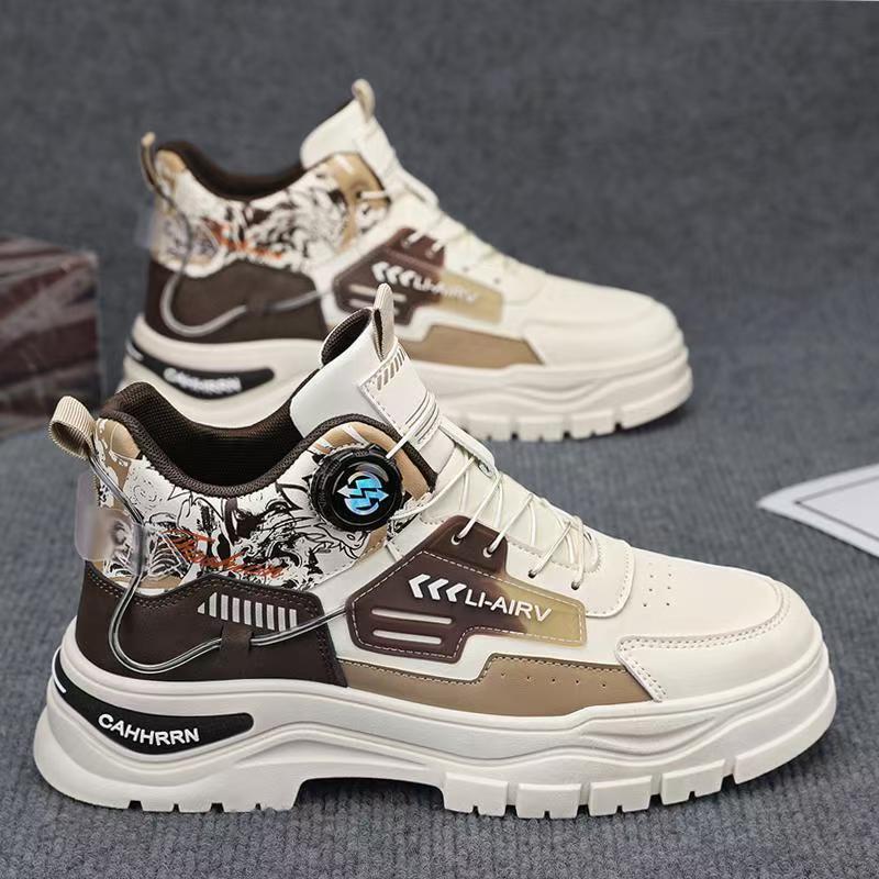 Zapatos de hombre de invierno juvenil impermeable, desgaste, antideslizante, herramientas casuales con botón giratorio, botas Martin