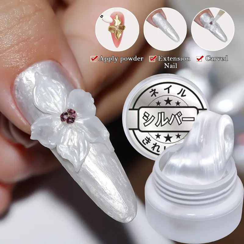Cross-Border Hot Selling Satin Carved Glue Manicure Pinch Glue Silks and Satins Carved Glue Ice Flower Solid Pearlescent Nail Polish Gel