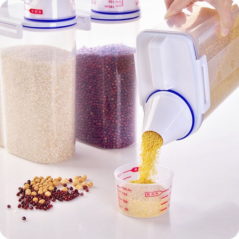 日本製米樽米収納箱 2kg 穀物収納ボックス プラスチック密封缶 キッチン 防湿・防虫|undefined