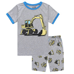 童裝兒童套裝男童夏裝新款挖掘機恐龍短袖短褲中小童一件代發