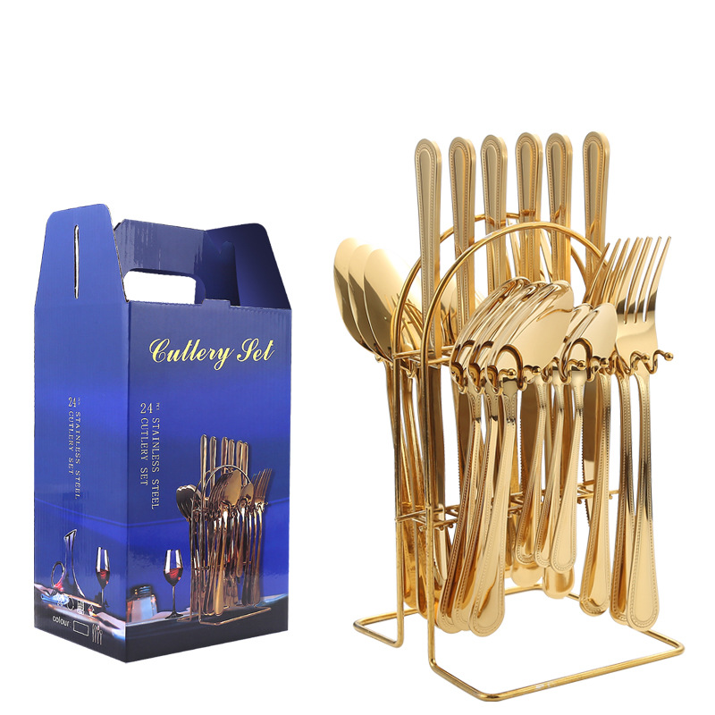 Productos de comercio electrónico transfronterizos cubiertos de acero inoxidable 24 piezas de cuchillo de filete de cuchara de cuchillo de cuchara de cuchillo de cuchillo